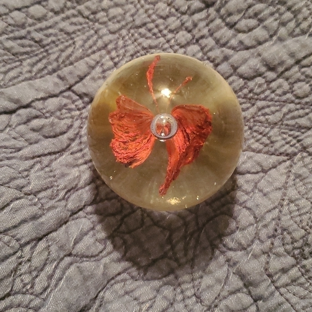 𝅺VINTAGE Floral Glass Paperweight